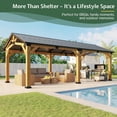 thumbnail image 4 of Jocisland 12'x24' Cedar Wood Hardtop Gazebo with Waterproof Outdoor Carport Pavilion,Steel Roof,Heavy-Duty Snow & Wind Resistant Canopy for Patio, Driveway, Garden, 4 of 10