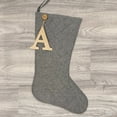 thumbnail image 2 of Gray Farmcloth Quilted Christmas Stocking with Personalized Letter Charm by Marilee Home, 2 of 8