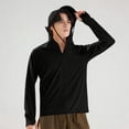thumbnail image 4 of GUZOM Mens UPF 50+ Sun Hoodie with Detachable Face Mask - Lightweight Quick Dry for Hiking Fishing - Thumbholes Zip Pockets Black S-5XL,Size L, 4 of 6