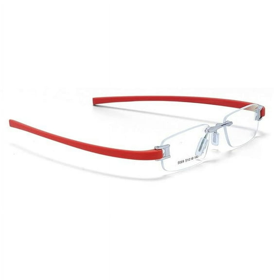 RSINC Rimless frame/eyeglass/Spectacle, Optical, Prescription, For Men And Women, Modern, Unisex, Business, Collage, Fashion, School, Ladies, Sports Tag Silver Red 5069-51-18-140 TAG A12