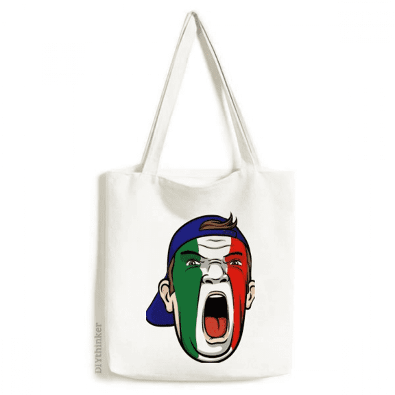 Italy Flag Makeup Head Cap Tote Canvas Bag Shopping Satchel Casual Handbag