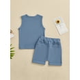 thumbnail image 5 of vera natura Toddler Boys Summer Shorts Sets Sleeveless Letter Print Tank Tops and Solid Color Shorts Sets, 5 of 8