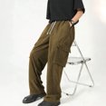 thumbnail image 2 of Men’s Casual Loose Fit Cargo Pants with Drawstring Waist, Lightweight Breathable Cotton Trousers for Everyday Wear, 2 of 5