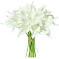 thumbnail image 1 of Nvzi 20 flores artificiales de cala de seda blanca de 34 cm para el Día de la Madre, el hogar, la cocina y la boda., 1 of 5