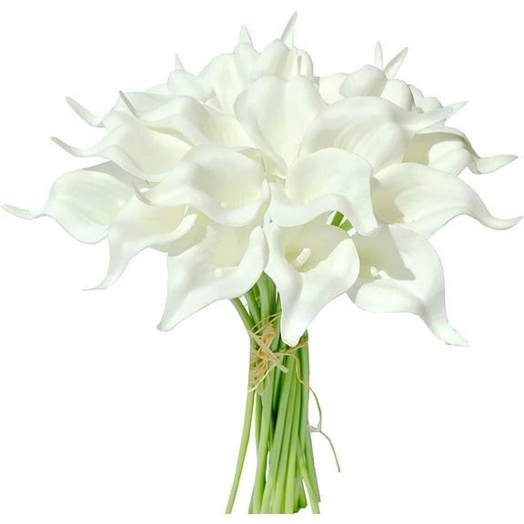 Nvzi 20pcs White A Flowers Artificial Calla Lily Silk Flowers 13.4" for Mother's Day Home Kitchen & Wedding