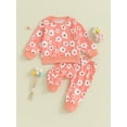thumbnail image 2 of Bagilaanoe 2PCS Baby Girl Pants Set Newborn Flower Print Long Sleeve Sweatshirt Pullover Tops + Drawstring Sweatpants 6M 12M 18M 24M Infant Casual Sweatsuits, 2 of 9