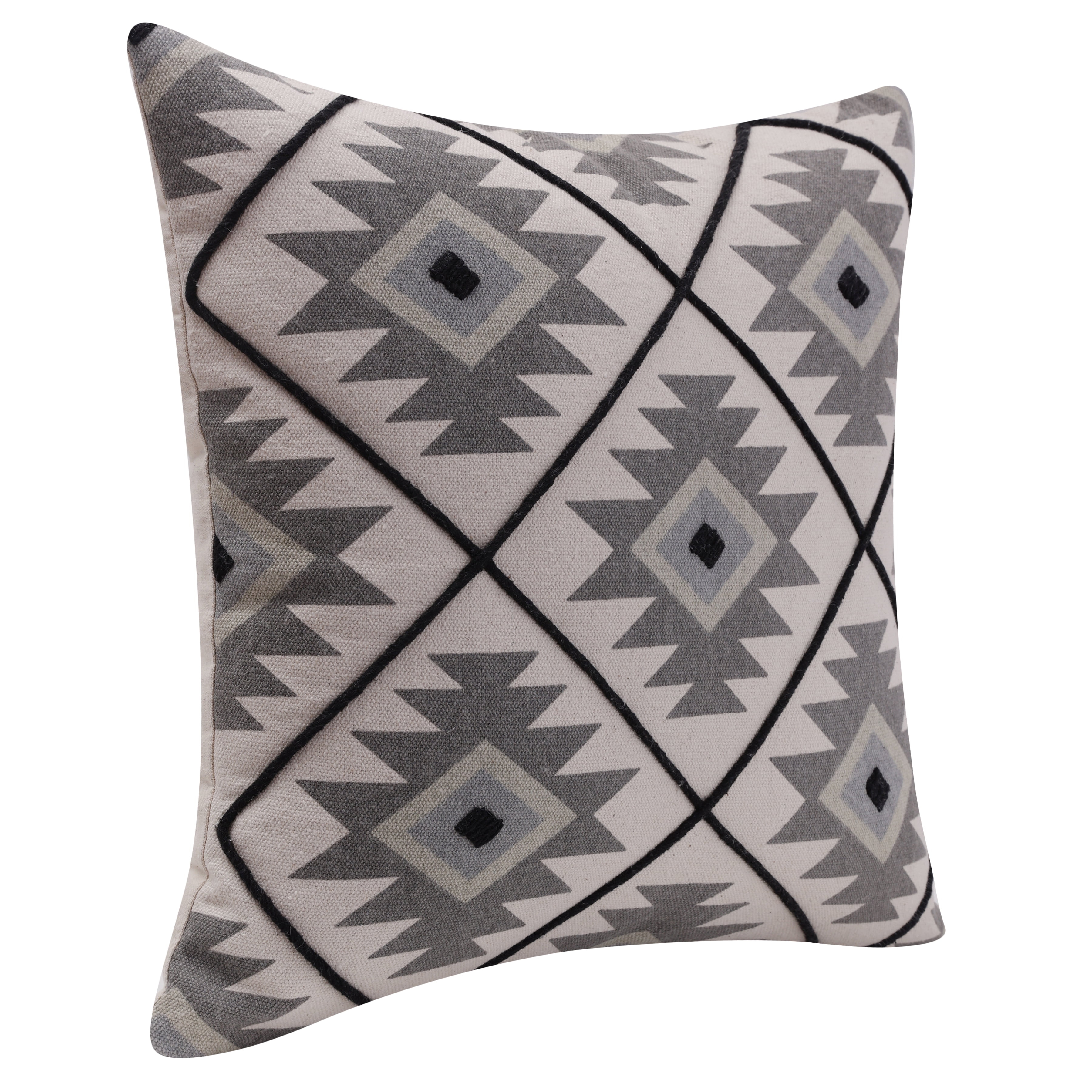 Harlow Hill 20" x 20" Gray/Black Geometric Cotton Adult Decorative Throw Pillow Cover
