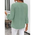 thumbnail image 5 of DOKOTOO Blouses for Women Dressy Casual Ruched V Neck Smocked Tops 3/4 Sleeve Loose Fit Shirts, 5 of 9