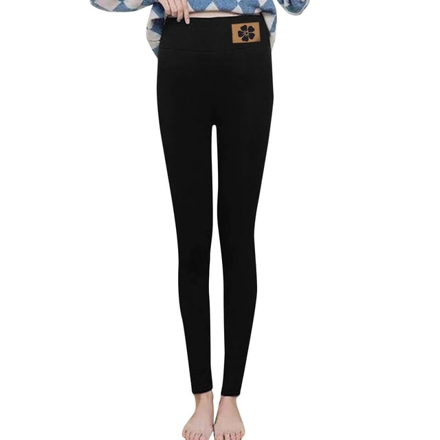 Gibobby pantalones Pantalones ajustados de invierno para mujer, de cintura alta, gruesos y cálidos, con Control del Abdomen(Negro, S)
