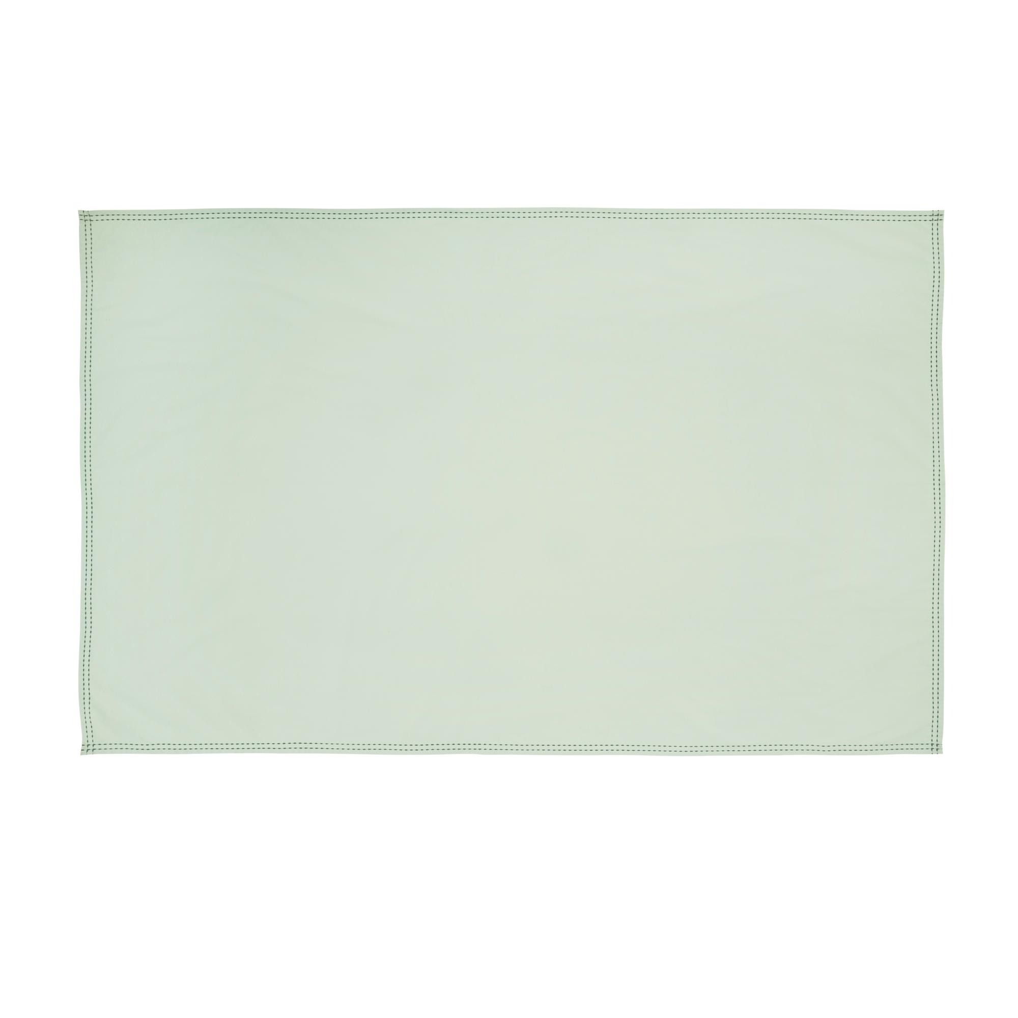 Beautiful Solid Double Pop Stich Hem Fabric Tablecloth by Drew Barrymore, Sage Green, 102"W x 60"L
