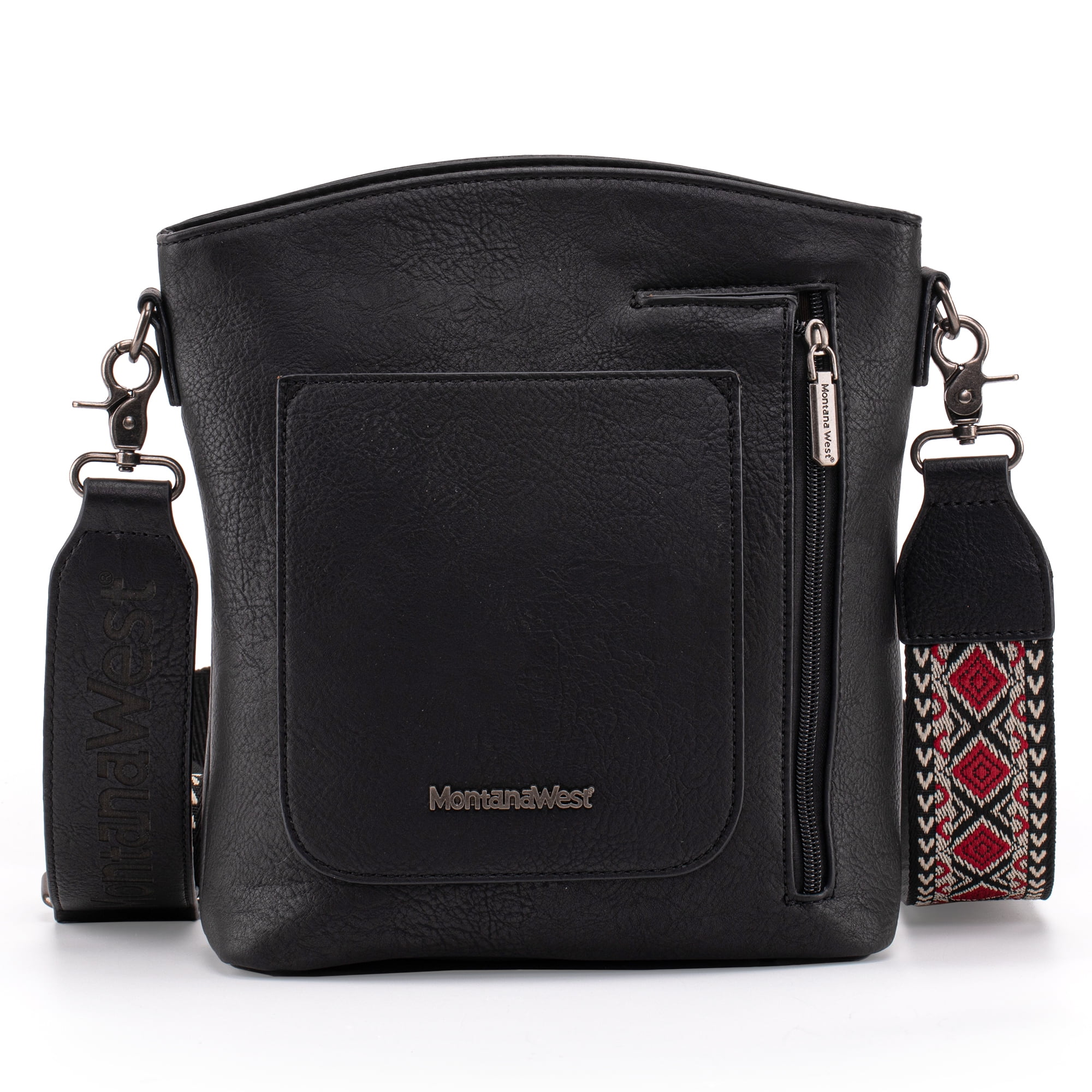 Montana West Crossbody Purses and Handbags for Women Double Compartments Cross Body Bag with Adjustable Strap, Black