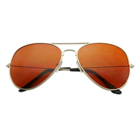 SunglassUP 80's Classic Full Metal Aviator Blue Light Blocking Sunglasses Therapy Tinted Lenses