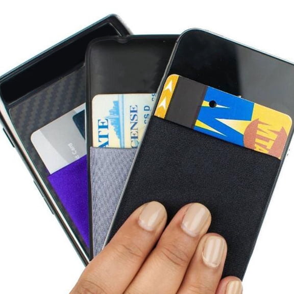 Homoyoyo Black Phone Wallet 2-Pack Adhesive Card Holder for Credit Cards, ID, and Cash Storage Convenient