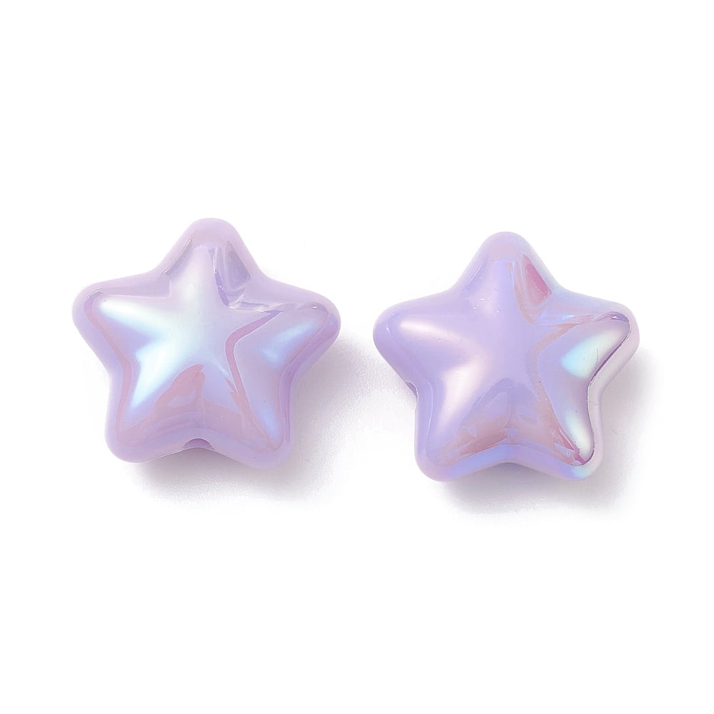 200 pc UV Plating Acrylic Beads Iridescent Star Mixed color 19x20.5x9mm Hole: 2mm
