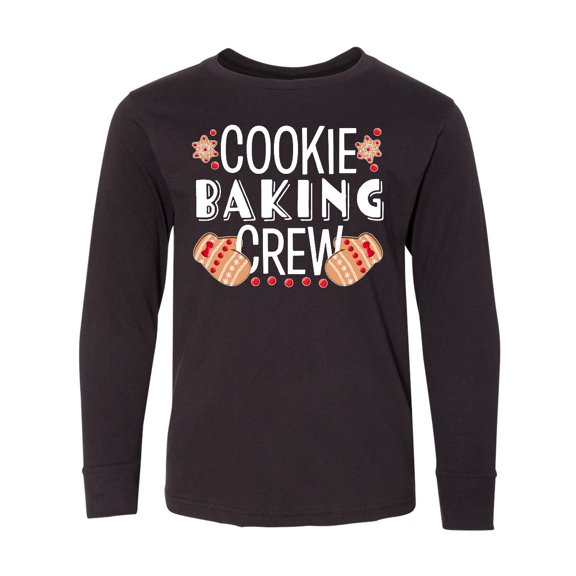 Inktastic Christmas Cookie Baking Crew with Oven Mitts Long Sleeve Youth T-Shirt