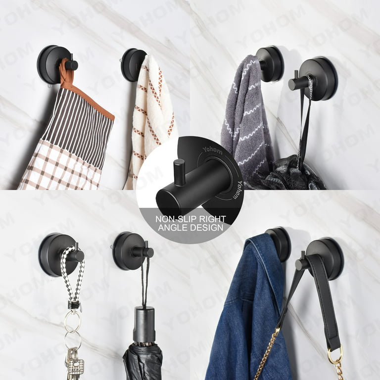 DGYB Suction Cup Hooks for Shower 2 Pcs Matte Black Towel Hooks for  Bathrooms SUS 304 Stainless Steel Shower Hooks for Inside Shower 15 Lb  Modern
