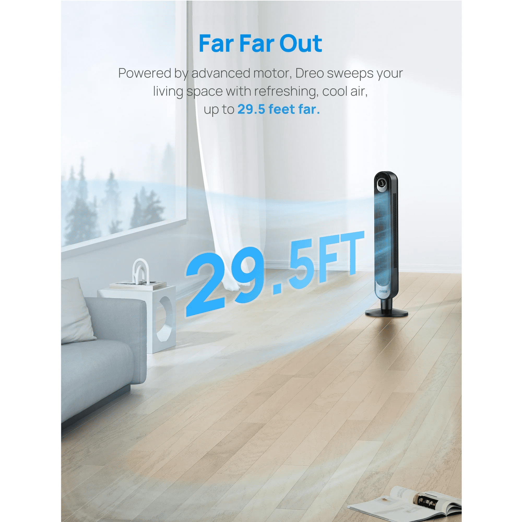 Dreo Smart Tower Fan WiFi Voice Control, Works with Alexa/Google, Cruiser Pro T1S Floor Standing Bladeless Oscillating Fan with Remote, 6 Speeds, 4 Modes, 12H Timer, for Indoor Bedroom Home Office