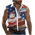 thumbnail image 3 of BiZtdJrK Mens Sleeveless 4th of July Shirts Fashion American Flag Graphic Hawaiian Shirt Casual Button Down Patriotic Tank Tops with Pockets Light Blue XXL, 3 of 6