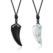 COAI JEWELRY COAI Yin Yang Howlite Obsidian Wolf Tooth Couples Pendant Necklaces