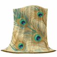 thumbnail image 6 of Peacock Feathers Blanket Soft Cozy Warm Twin Blanket for Bed, Plush Fuzzy Flannel Fleece Blankets for Sofa, Brown Turquoise Vintage Abstract Throw Blankets for Couch, Gifts for Men, 60"x80", 6 of 9