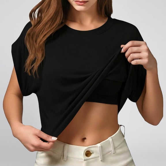 NTACZA Tank Tops for Women Round Neck Casual Sleeveless Padded Cute Summer Tops for Women