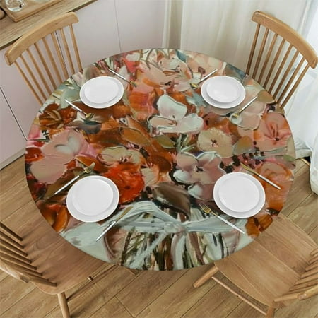 

BCIIG Flowers Round Tablecloth 100% Polyester Stain-Resistant Washable for Indoor Outdoor Restaurants Weddings Parties Picnic Dining Kitchen Farmhouse Home Kitchen Parties Holiday Dinner 46 -50