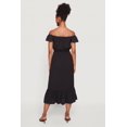 thumbnail image 3 of Women's Ruffle Hem Off The Shoulder Midi Dress with Faux Buttons, 3 of 3