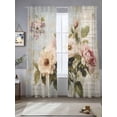 thumbnail image 2 of Vintage Pink Floral Sheer Curtains 96 Inch Length 2 Panels Set, Spring Botanical Oil Painting Voile Window Treatment Semi Sheer Long Curtains Drapes for Bedroom/Living Room/Kitchen 52"x96"x2, 2 of 7