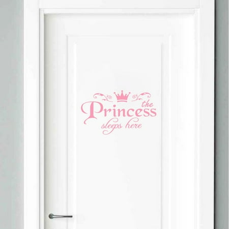 Crown Wall Decals Princess Sleep Here Wall Stickers Removable DIY Mural Art Words with Flower Quotes Vinyl Stickers for Kids Girls Bedroom Living Room Nursery Home Background Decoration