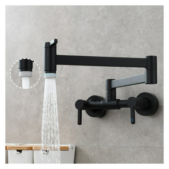 Pot Filler Tap Wall Mounted Foldable Kitchen Faucet Hot And Cold Single Hole Sink Tap Rotate Folding Spout Brushed Gold Brass ,Effortless Installation
