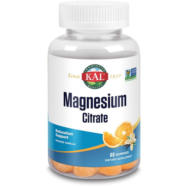 KAL Magnesium Citrate Gummy | Healthy Relaxation, Muscle, Bone, & Energy Support |  Vegetarian & Non-GMO | 60 Gummies