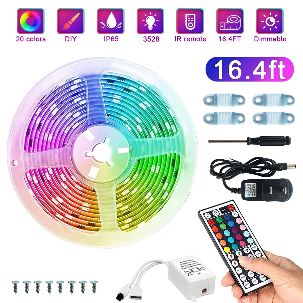 Details about   32ft Flexible 3528 RGB LED SMD Strip Light Remote Fairy Lights Room TV Party USA 