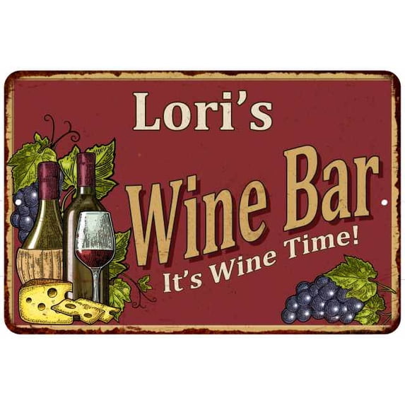 Lori's Red Wine Bar Sign 8 x 12 High Gloss Metal 208120054079