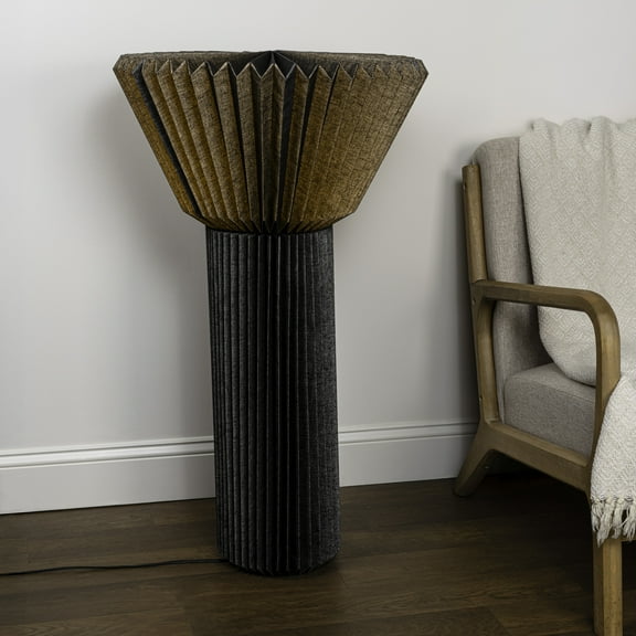 JONATHAN Y JYL9104A Archer 37" Modern Minimalist Pleated Shade Floor Lamp, Black