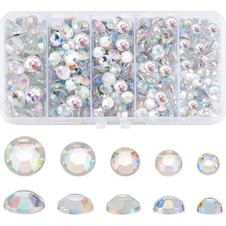 PH 430PCS 5 Sizes Flat Back Rhinestones Colorful Round Gems Transparent Acrylic AB Rhinestones for Crafting Nail Art Crafts Decorations Clothes Shoes DIY Jewelry Making 6/7/8/9/10mm Clear DIY
