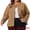 Brown, variant on DARING DIVA Women's Plus Denim  Collarless Button Down Cargo Jean Shacket 2X Blue