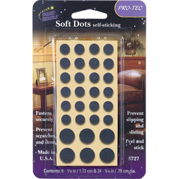 Magic Mounts Multi-Surface Protection Pad 3727 Use To Prevent Slipping/Sliding/Scratches/Dents; Self Sticking Soft Dots; Round; Gray; Case Of 30