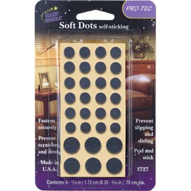 Magic Mounts Multi-Surface Protection Pad 3727 Use To Prevent Slipping/Sliding/Scratches/Dents; Self Sticking Soft Dots; Round; Gray; Case Of 30