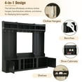 thumbnail image 4 of EUROCO 86.2×78.7" Wider Entryway Hall Tree with Storage, Practical Coat Rack, Multi-functional Entryway Bench  with 10 Metal Hooks,  Shoe Cubbies, Free-Combined cabinet for Hallway, Black, 4 of 8