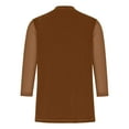 thumbnail image 5 of Olyvenn 3/4 Long Sleeve Mesh Velvet Shirts for Women Dressy Loose Crewneck Office Blouses Elegant Business Casual Party Tops Khaki M, 5 of 5