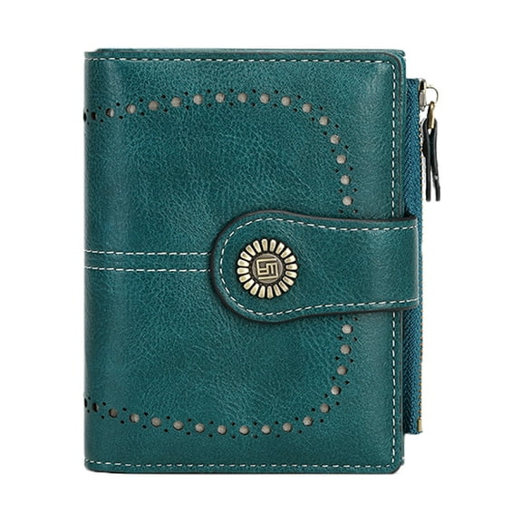 Egoelife Small Wallet For Women Leather Wristlet Purse Zipper Pocket Credit Card Holder RFID Blocking Bifold With ID Window