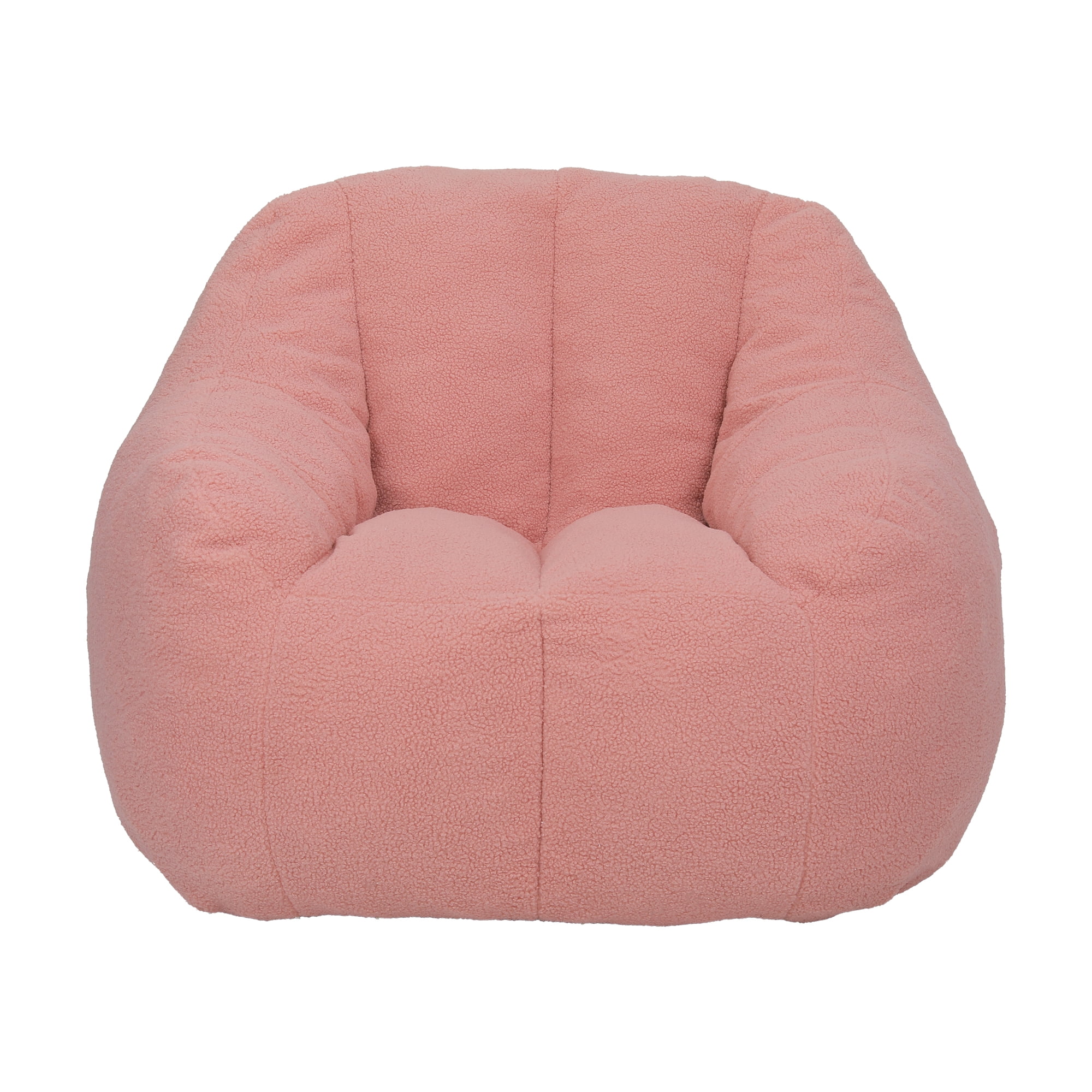 Oversized Bean Bag Chair, Faux Fur Memory Foam Bean Bag Sofa with Tufted Design and High-Density Filling, Large Fluffy Floor Chair for Living Room, Dorm, Game Room, Pink