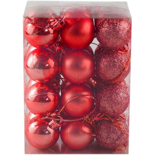 Changmaius - 24 bolas navideñas pequeñas de 3 cm, irrompibles, para decorar el árbol de Navidad, bodas, fiestas, incluye ganchos.