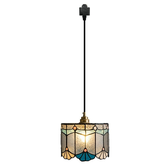 Kiven H-Type Track Lighting Pendants,Antiqued h Track Pendant Lights with Glass Lampshade,Tiffany Decorative Track Lighting Fixture for Hallway Restaurant Kitchen Island Corner(1-Light)