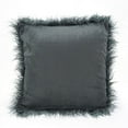 thumbnail image 2 of Fennco Styles Decorative Faux Mongolian Fur Throw Pillow (Slate, 18"x18"), 2 of 2