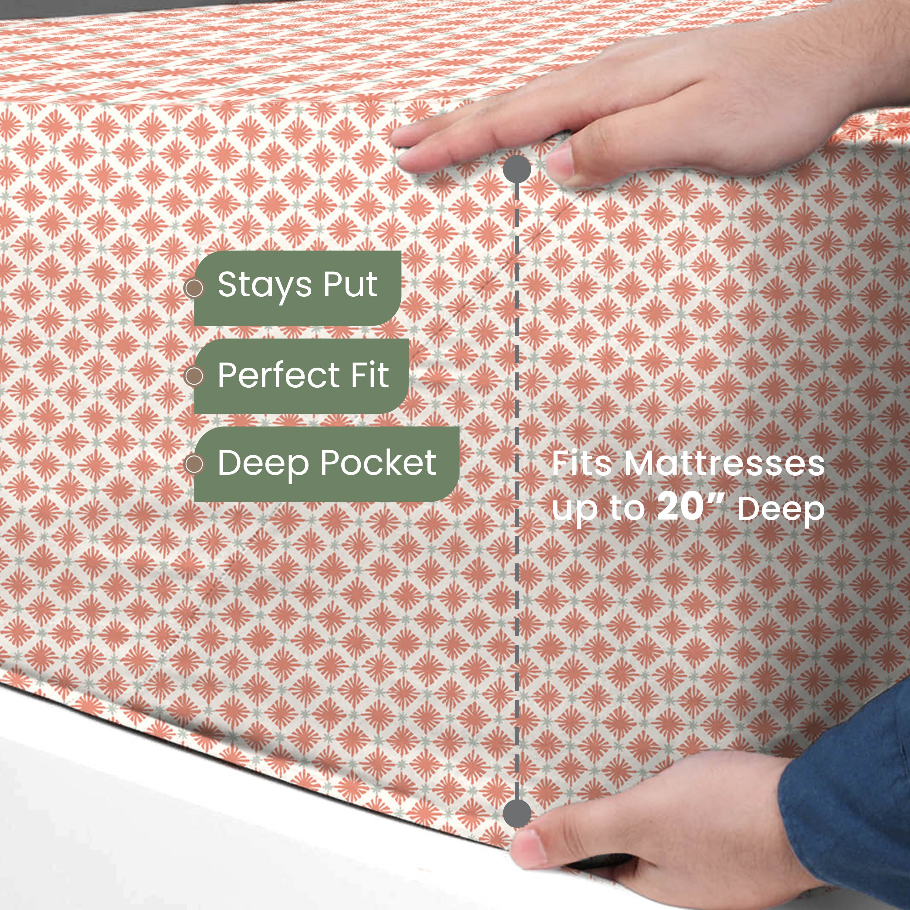 EcoPure 3-Piece Twin Sheet Set | 100% Organic Cotton | Comfort Washed | Deep Pocket | Orange