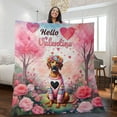 thumbnail image 2 of Hello Valentine’s Day Rhodesian Ridgeback Flower Crown Romantic Pink Floral Quilt Blanket Ridgebacks Dog Lover Gifts Cozy Comforter Throw Blanket - 00031, 2 of 5