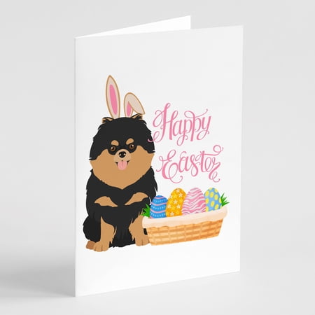 Black and Tan Pomeranian Easter Greeting Cards and Envelopes Pack of 8 7 in x 5 in