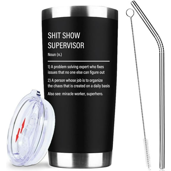 Funny Gift for Bosses, Managers, and Directors Funny Gift 20 OZ Insulated Tumbler Stainless Steel Vacuum Tumbler Travel Coffee Mugs Christmas Gifts for coworkers men (Black)