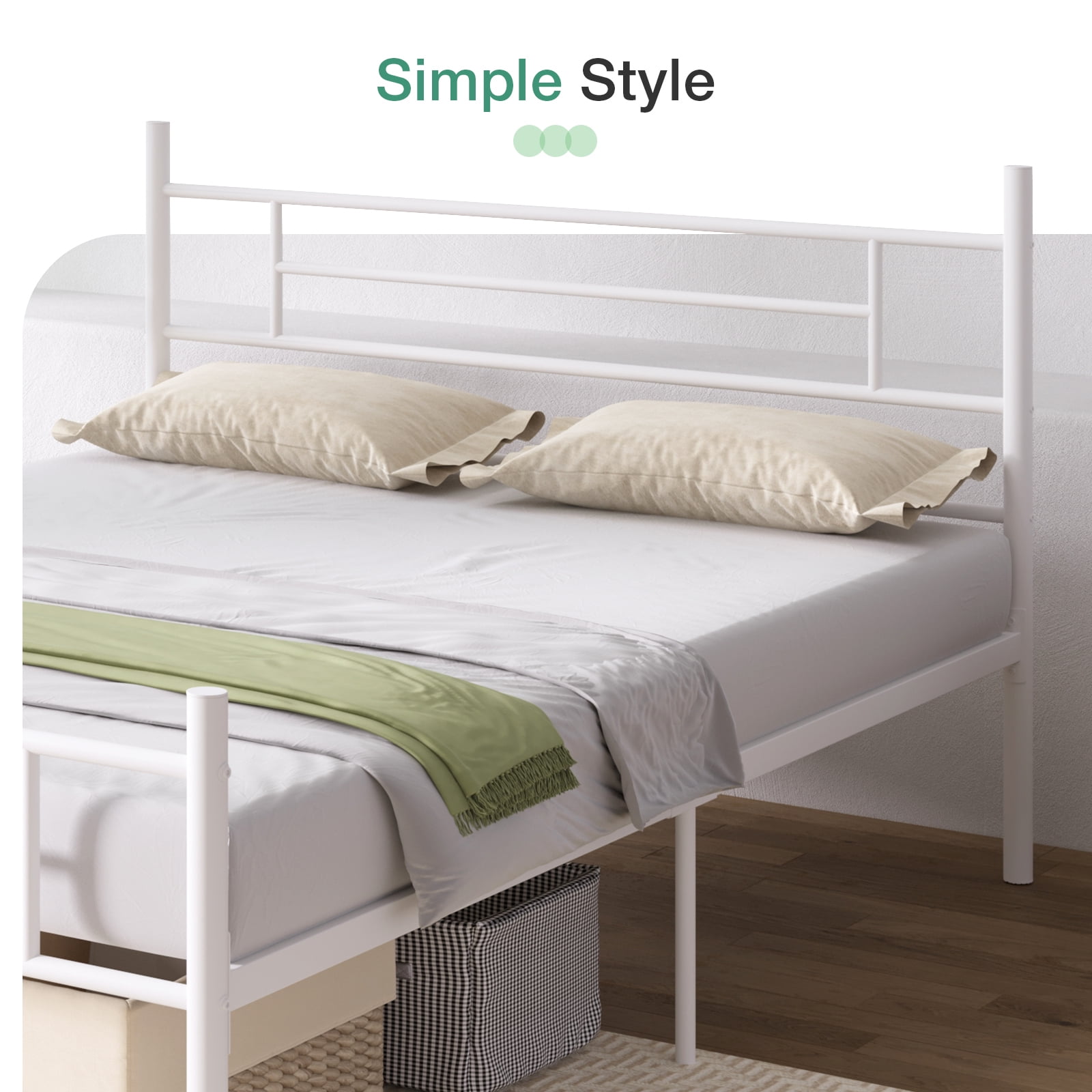 Novilla Full Size Bed Frame with Headboard and Footboard, 14 Inch Metal Platform Bed Frame with Under Bed Storage, No Box Spring Needed, Strong Metal Slats Support, White